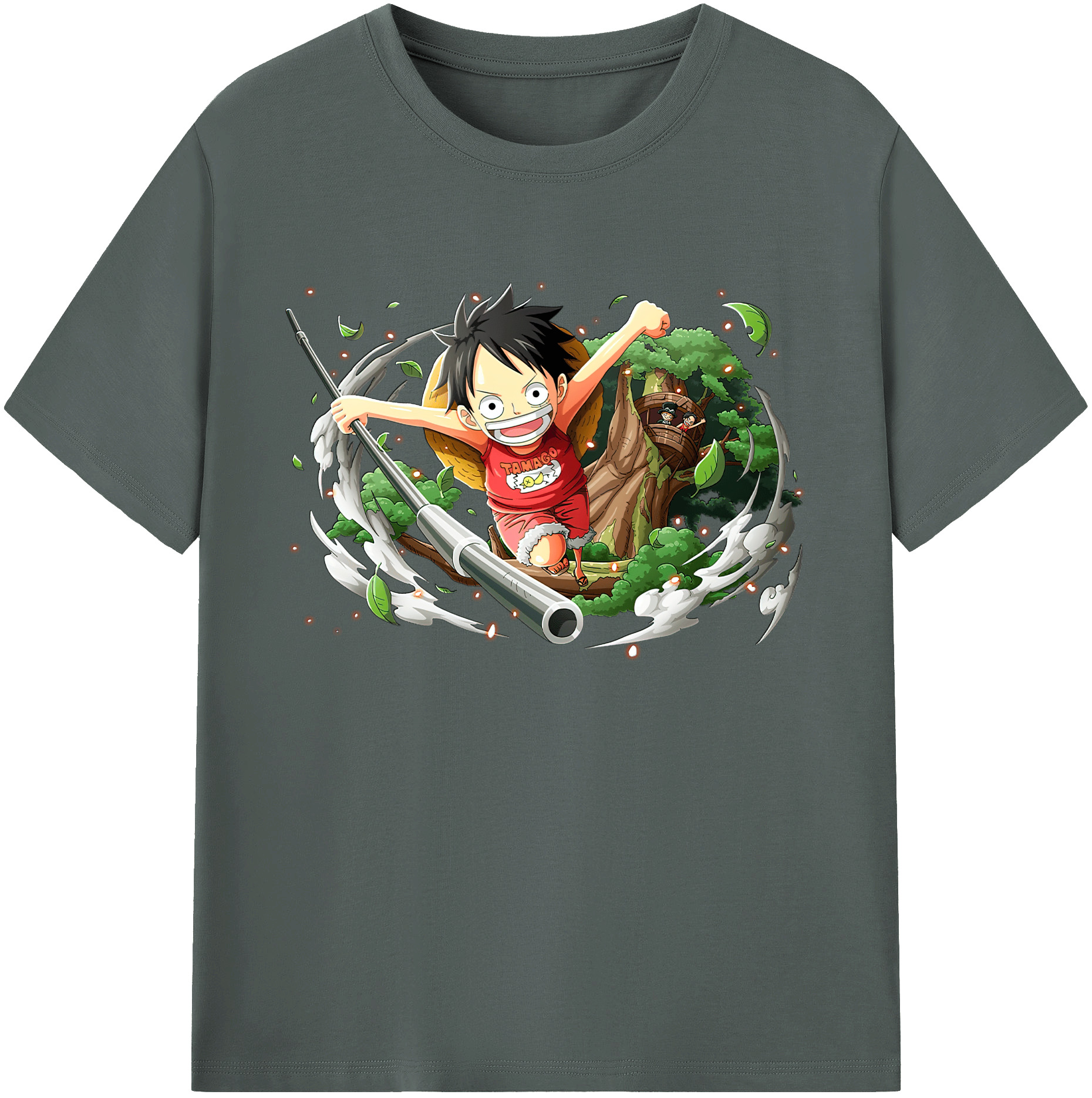 ワンピース モンキー・D・ルフィ ONE PIECE Monkey D. Luffy 綿100％ メンズ半袖Tシャツ｜肌触りやわらか＆通気性